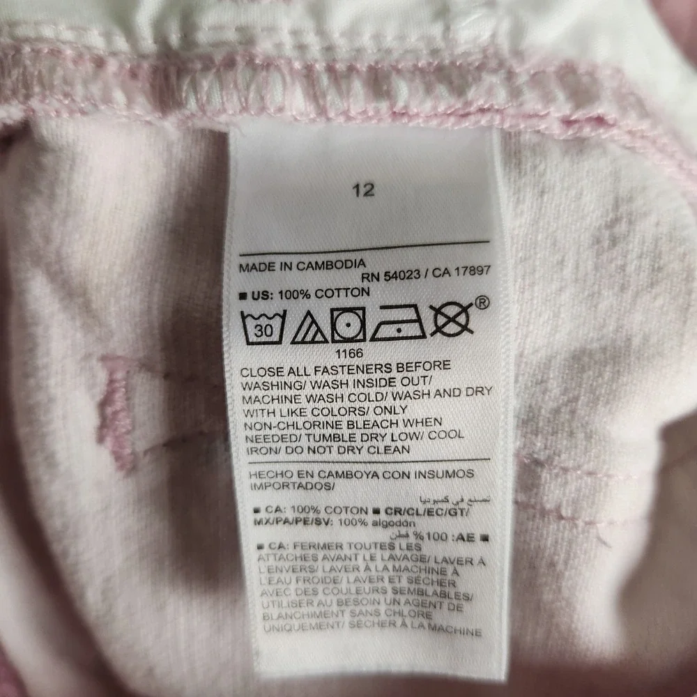 Old‎ Navy Baggy Jeans Girls 12 Pink Floral Built-In Tough Y2K High Rise Wide Leg